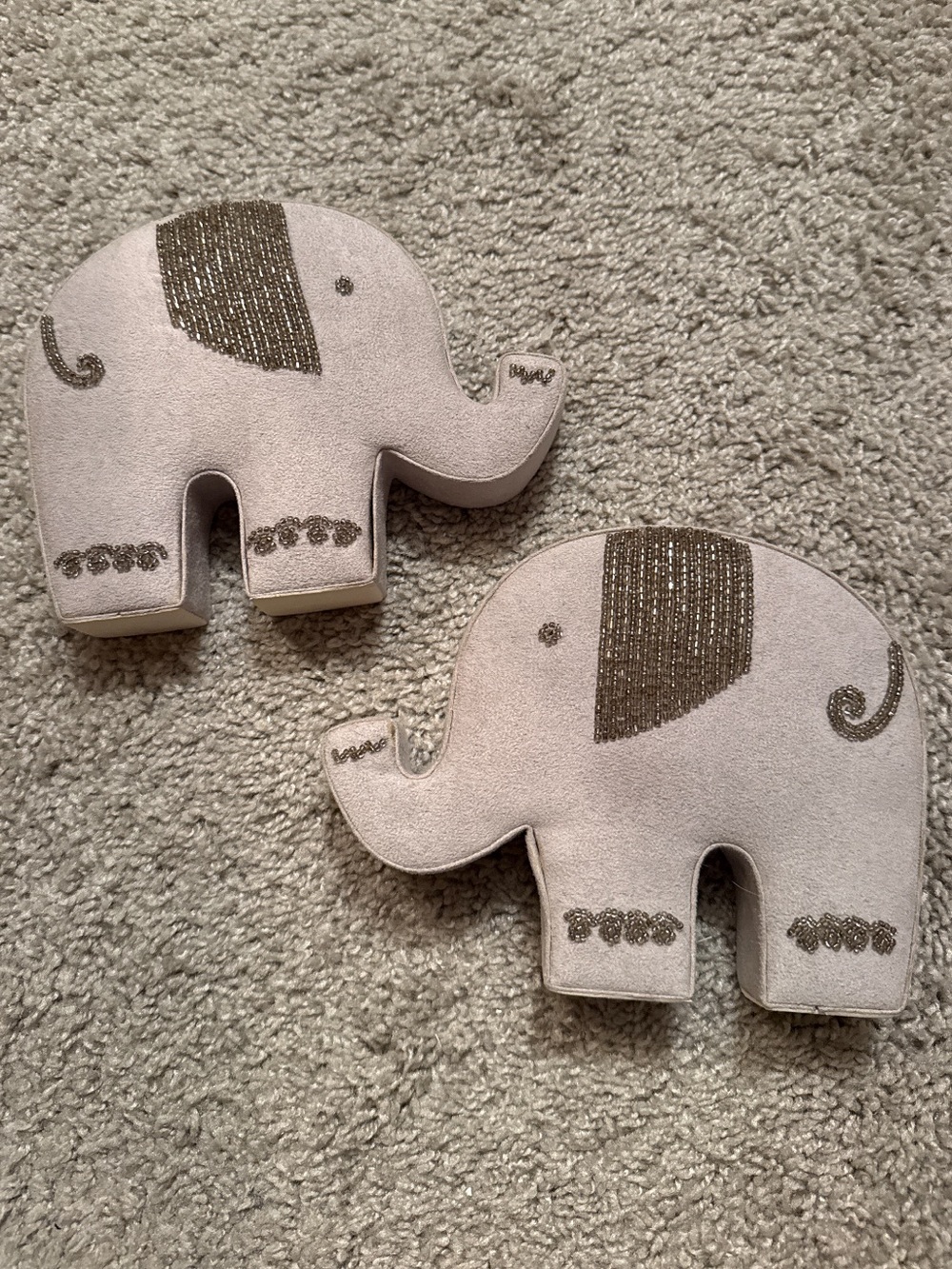 Pottery Barn Kids Suede Beaded Elephant Bookends